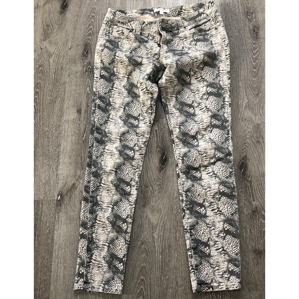 CAbi‎ Diamondback Snakeskin Print Skinny Stretch Jeans Pants Size 4
